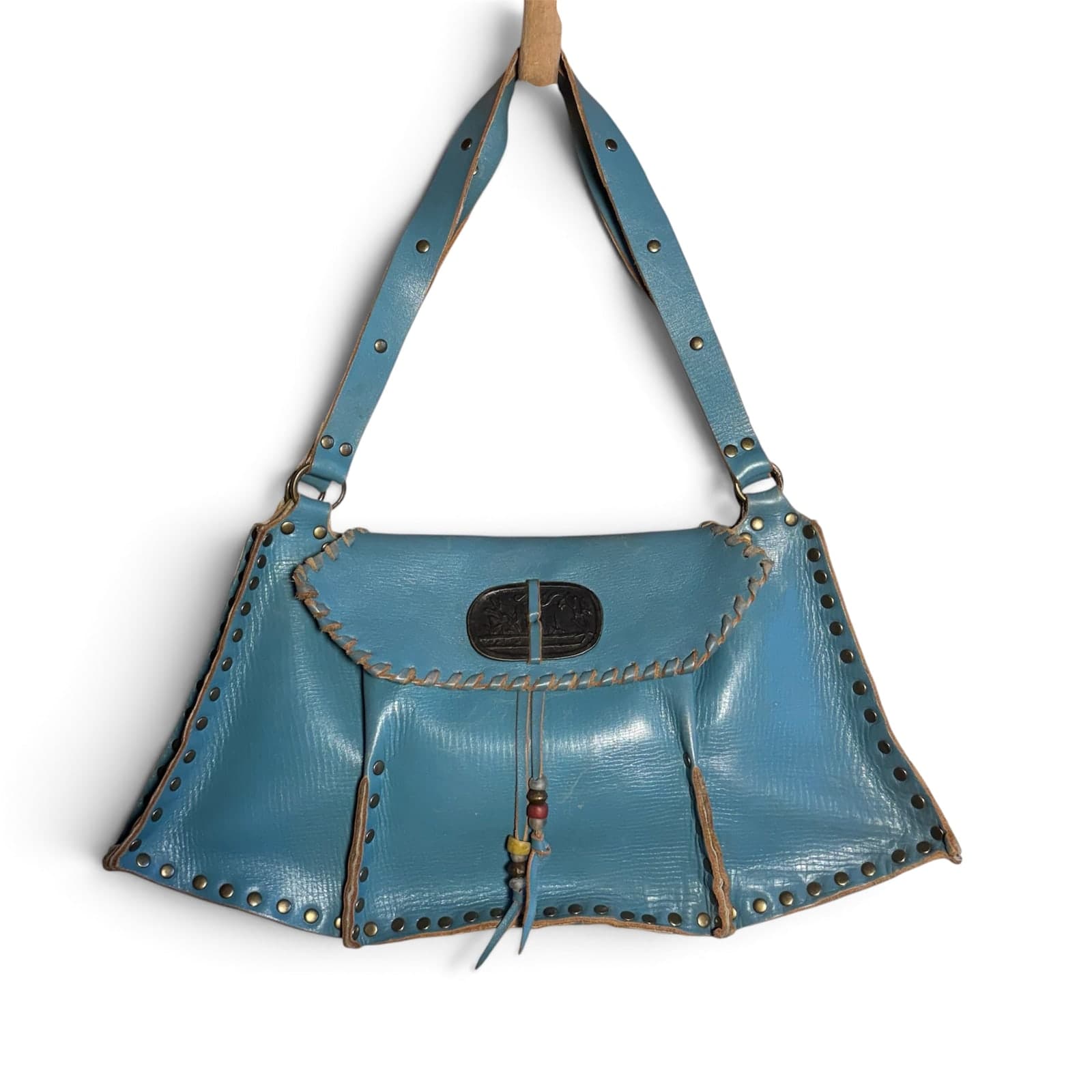 Sm. Genghis Khan Saddle Bag in Dusty Teal Blue