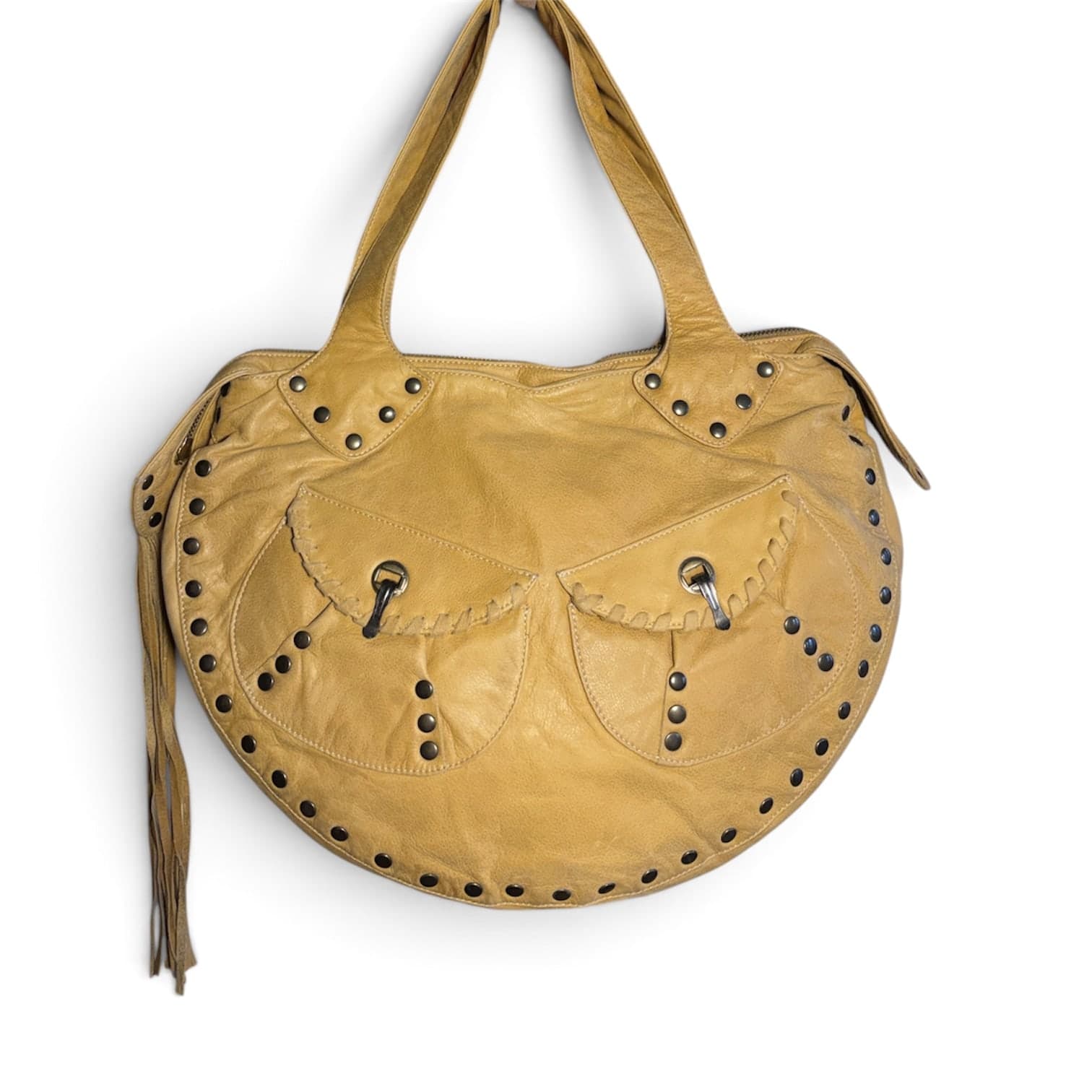 Double Pocket Shoulder Bag in Camel